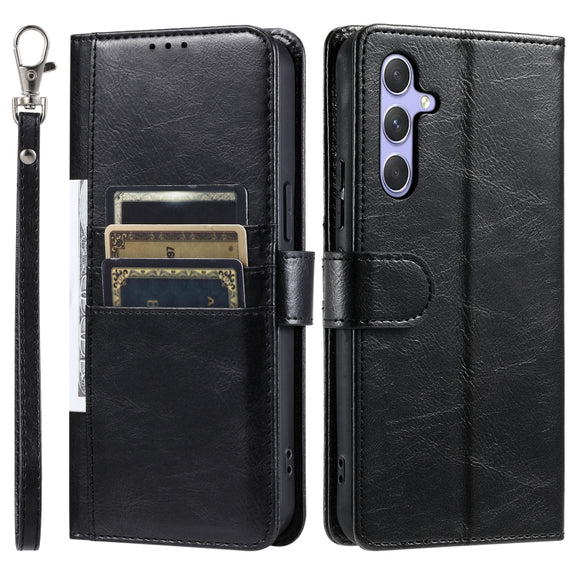 For Samsung Galaxy S25+ 5G Simple 6-Card Wallet Leather Phone Case(Black)