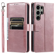For Samsung Galaxy S25 Ultra 5G Simple 6-Card Wallet Leather Phone Case(Rose Gold)
