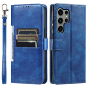 For Samsung Galaxy S25 Ultra 5G Simple 6-Card Wallet Leather Phone Case(Blue)