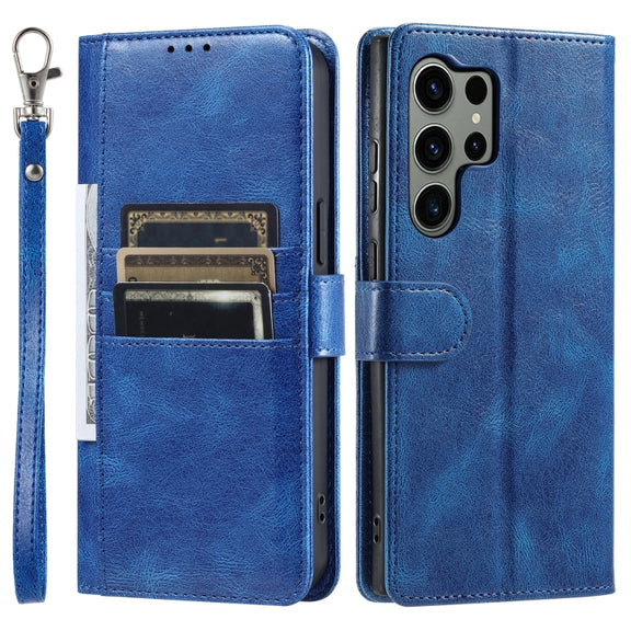 For Samsung Galaxy S25 Ultra 5G Simple 6-Card Wallet Leather Phone Case(Blue)