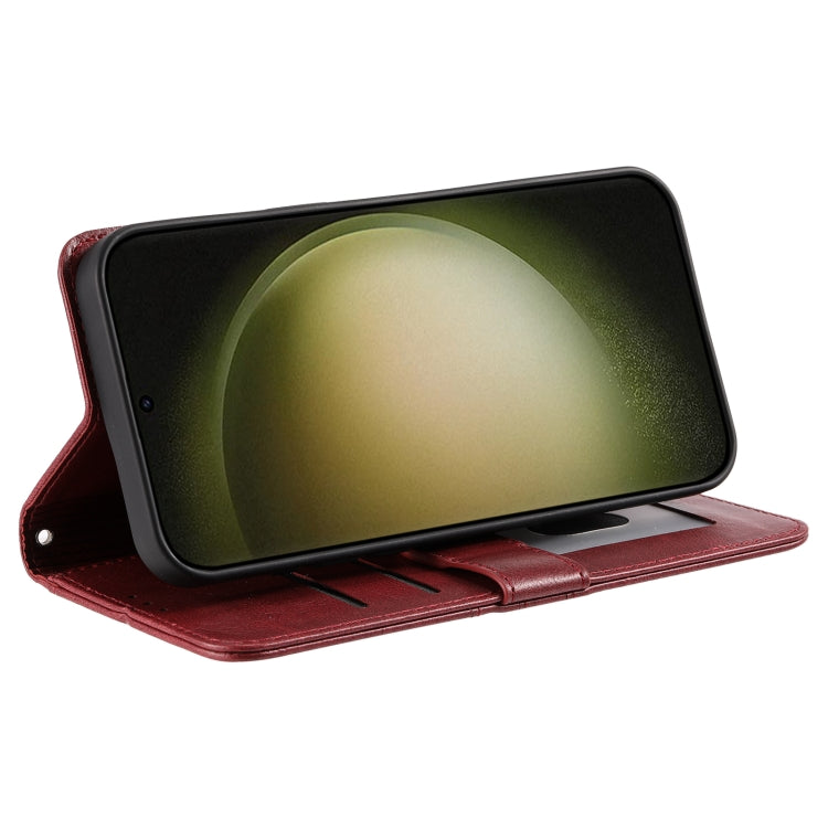 For Samsung Galaxy S25 Ultra 5G Simple 6-Card Wallet Leather Phone Case(Wine Red)