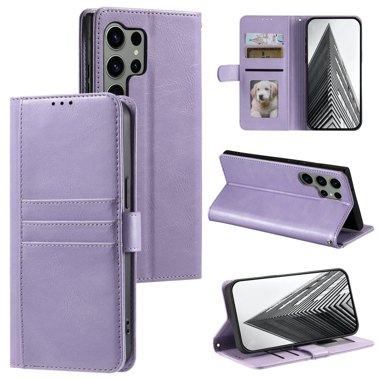 For Samsung Galaxy S25 Ultra 5G Simple 6-Card Wallet Leather Phone Case(Purple)