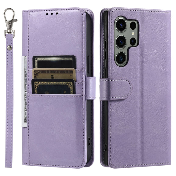 For Samsung Galaxy S25 Ultra 5G Simple 6-Card Wallet Leather Phone Case(Purple)