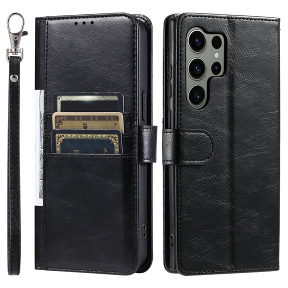 For Samsung Galaxy S25 Ultra 5G Simple 6-Card Wallet Leather Phone Case(Black)