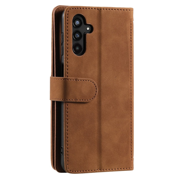 For Samsung Galaxy S25 5G Nine Card Zipper Bag Leather Phone Case with Lanyard(Brown)