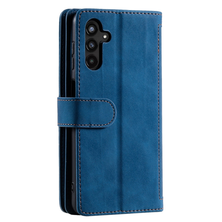 For Samsung Galaxy S25 5G Nine Card Zipper Bag Leather Phone Case with Lanyard(Blue)