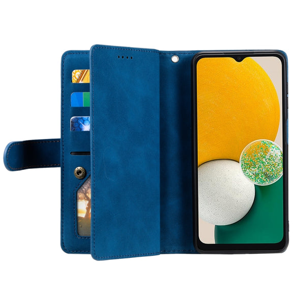 For Samsung Galaxy S25 5G Nine Card Zipper Bag Leather Phone Case with Lanyard(Blue)