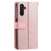 For Samsung Galaxy S25 5G Nine Card Zipper Bag Leather Phone Case with Lanyard(Pink)