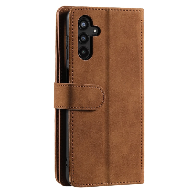 For Samsung Galaxy S25+ 5G Nine Card Zipper Bag Leather Phone Case with Lanyard(Brown)