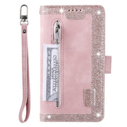 For Samsung Galaxy S25+ 5G Nine Card Zipper Bag Leather Phone Case with Lanyard(Pink)