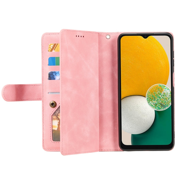 For Samsung Galaxy S25+ 5G Nine Card Zipper Bag Leather Phone Case with Lanyard(Pink)