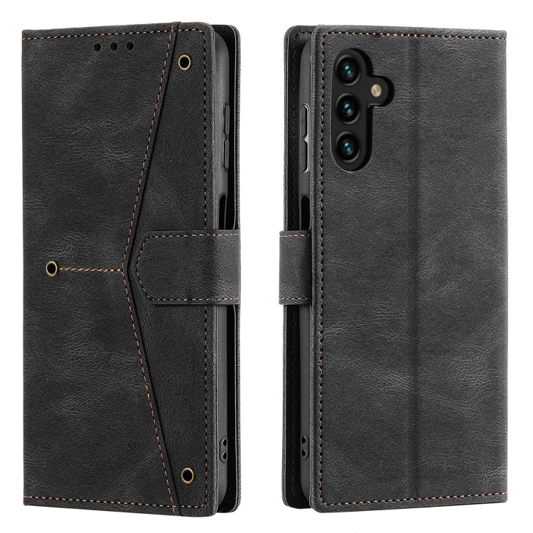 For Samsung Galaxy S25 5G Nail Skin Feel Stitching Calf Texture Leather Phone Case(Black)
