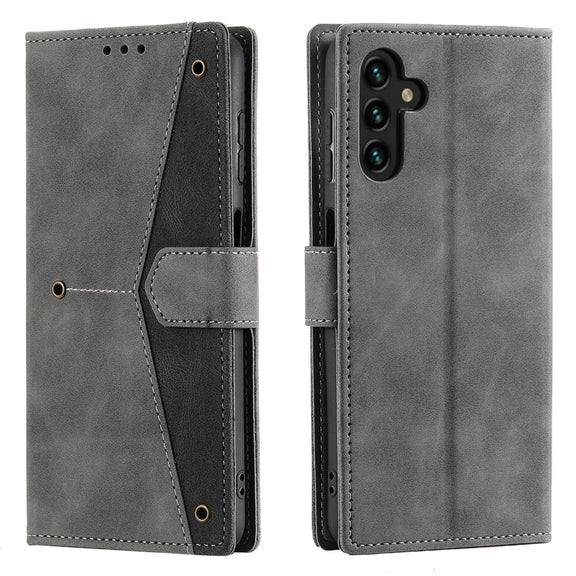 For Samsung Galaxy S25 5G Nail Skin Feel Stitching Calf Texture Leather Phone Case(Grey)