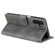 For Samsung Galaxy S25 5G Nail Skin Feel Stitching Calf Texture Leather Phone Case(Grey)