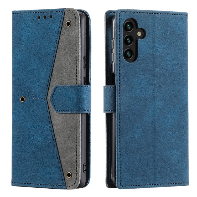 For Samsung Galaxy S25 5G Nail Skin Feel Stitching Calf Texture Leather Phone Case(Blue)