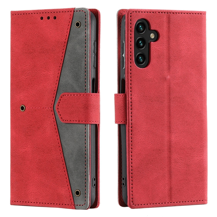 For Samsung Galaxy S25 5G Nail Skin Feel Stitching Calf Texture Leather Phone Case(Red)