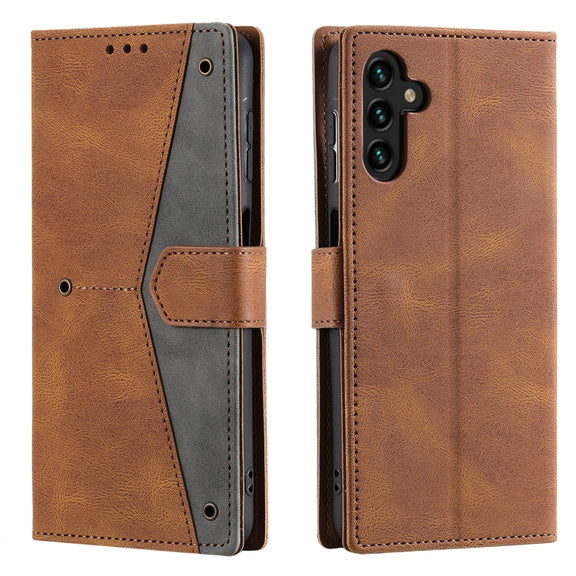 For Samsung Galaxy S25 5G Nail Skin Feel Stitching Calf Texture Leather Phone Case(Brown)