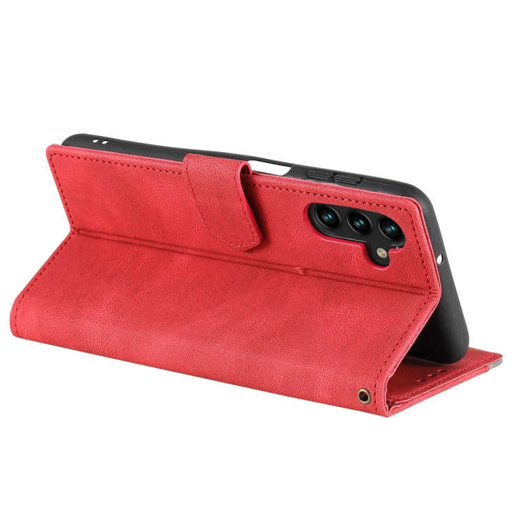 For Samsung Galaxy S25+ 5G Nail Skin Feel Stitching Calf Texture Leather Phone Case(Red)