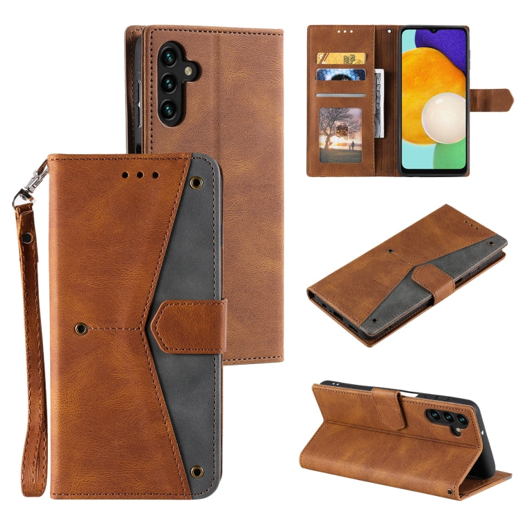 For Samsung Galaxy S25+ 5G Nail Skin Feel Stitching Calf Texture Leather Phone Case(Brown)