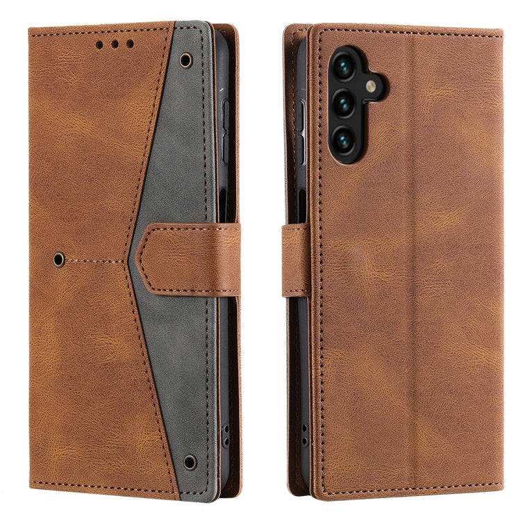 For Samsung Galaxy S25+ 5G Nail Skin Feel Stitching Calf Texture Leather Phone Case(Brown)