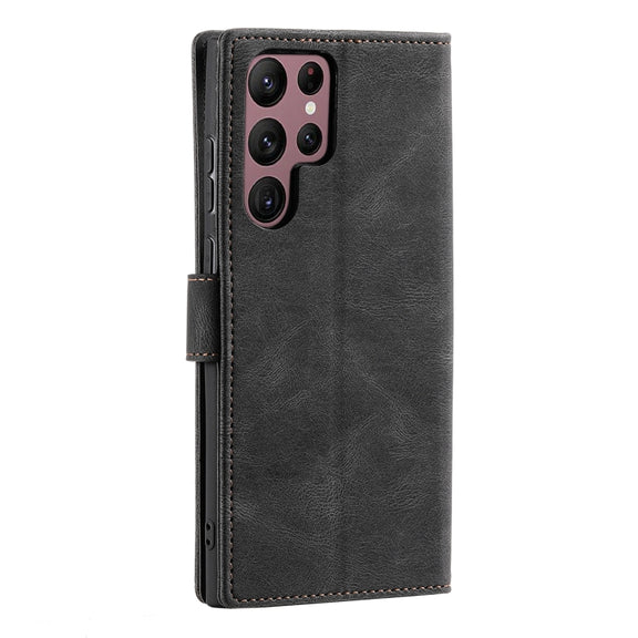 For Samsung Galaxy S25 Ultra 5G Nail Skin Feel Stitching Calf Texture Leather Phone Case(Black)