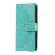 For Samsung Galaxy S25 5G Totem Flower Embossed Leather Phone Case with Lanyard(Green)