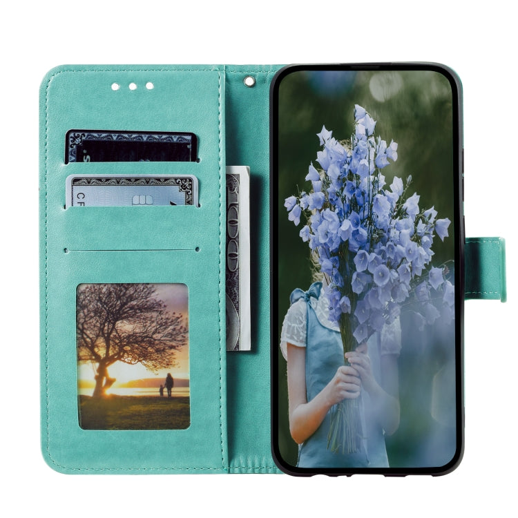 For Samsung Galaxy S25 5G Totem Flower Embossed Leather Phone Case with Lanyard(Green)