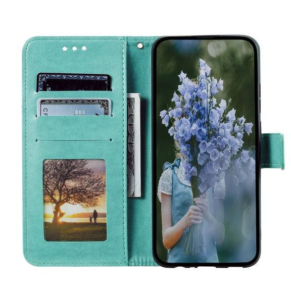 For Samsung Galaxy S25 5G Totem Flower Embossed Leather Phone Case with Lanyard(Green)