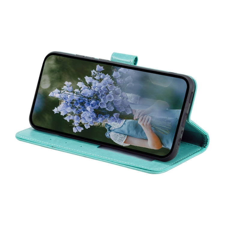 For Samsung Galaxy S25 5G Totem Flower Embossed Leather Phone Case with Lanyard(Green)
