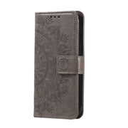 For Samsung Galaxy S25 5G Totem Flower Embossed Leather Phone Case(Grey)