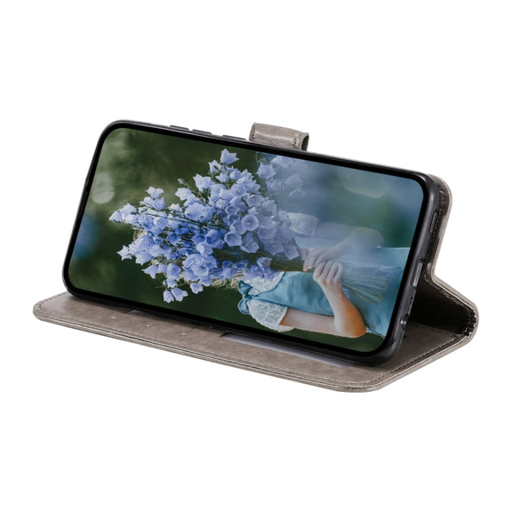For Samsung Galaxy S25 5G Totem Flower Embossed Leather Phone Case(Grey)