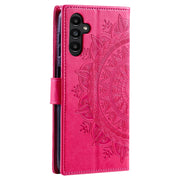 For Samsung Galaxy S25 5G Totem Flower Embossed Leather Phone Case(Red)
