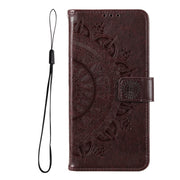 For Samsung Galaxy S25 5G Totem Flower Embossed Leather Phone Case(Brown)