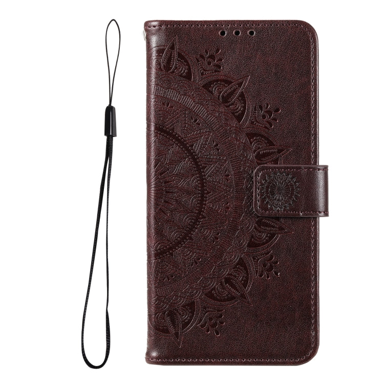 For Samsung Galaxy S25 5G Totem Flower Embossed Leather Phone Case(Brown)