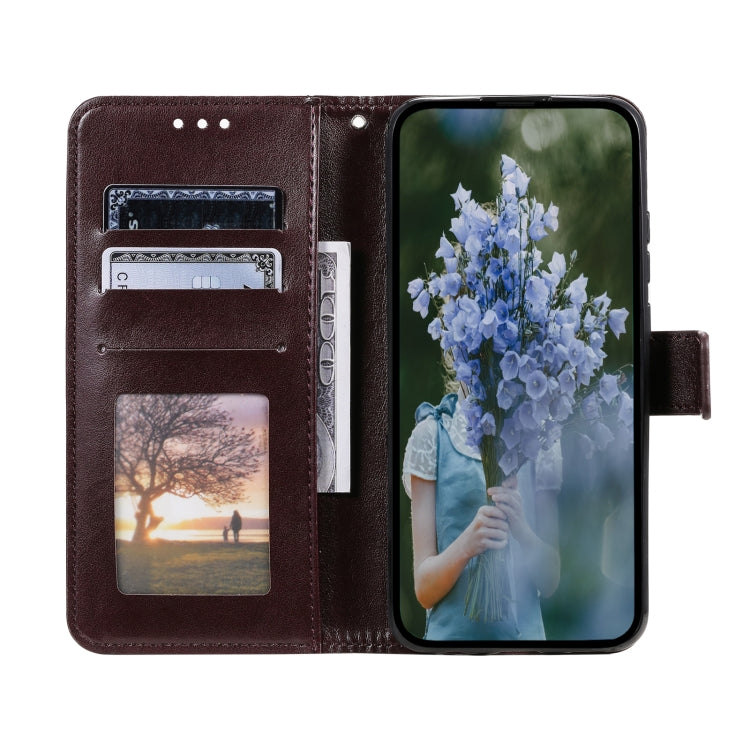 For Samsung Galaxy S25 5G Totem Flower Embossed Leather Phone Case(Brown)