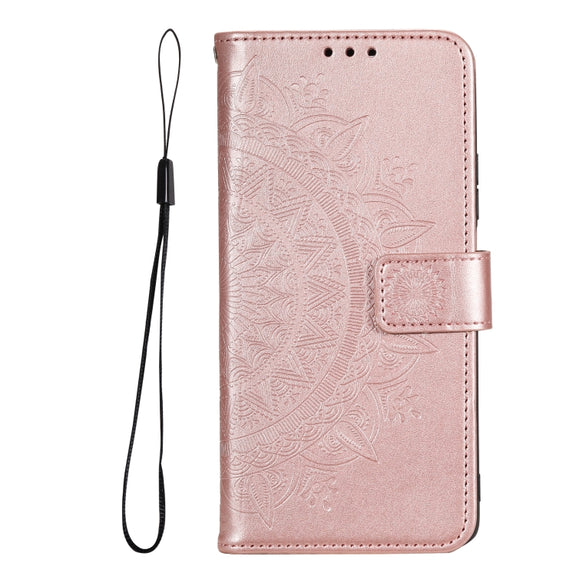 For Samsung Galaxy S25 5G Totem Flower Embossed Leather Phone Case(Rose Gold)