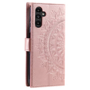 For Samsung Galaxy S25 5G Totem Flower Embossed Leather Phone Case(Rose Gold)