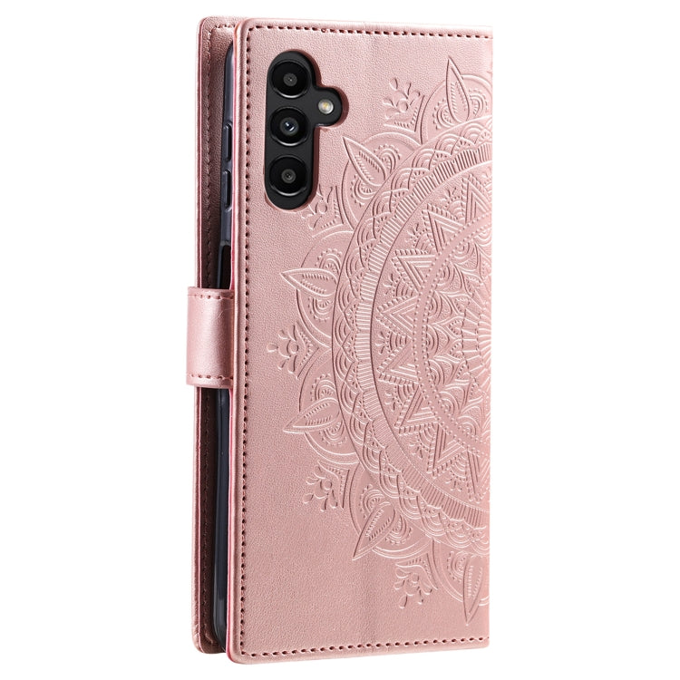For Samsung Galaxy S25 5G Totem Flower Embossed Leather Phone Case(Rose Gold)