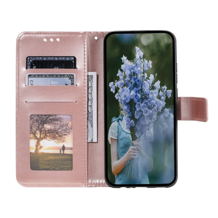 For Samsung Galaxy S25 5G Totem Flower Embossed Leather Phone Case(Rose Gold)