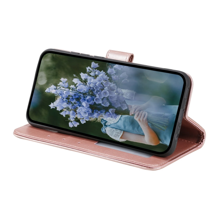 For Samsung Galaxy S25 5G Totem Flower Embossed Leather Phone Case(Rose Gold)