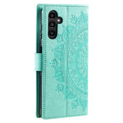 For Samsung Galaxy S25+ 5G Totem Flower Embossed Leather Phone Case(Green)