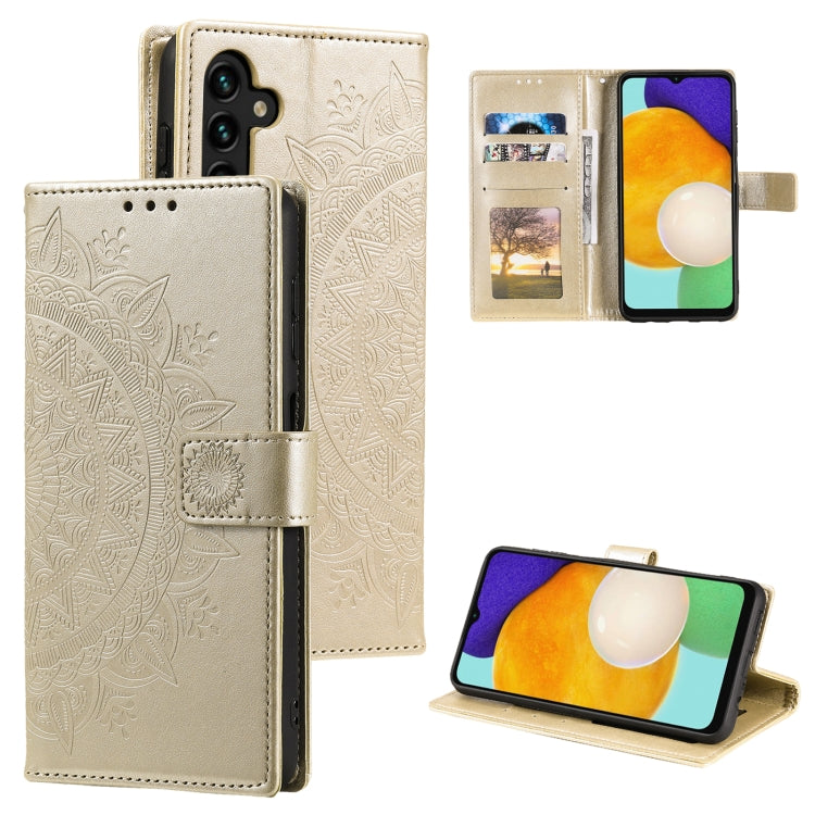 For Samsung Galaxy S25+ 5G Totem Flower Embossed Leather Phone Case(Gold)