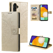 For Samsung Galaxy S25+ 5G Totem Flower Embossed Leather Phone Case(Gold)
