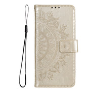 For Samsung Galaxy S25+ 5G Totem Flower Embossed Leather Phone Case(Gold)
