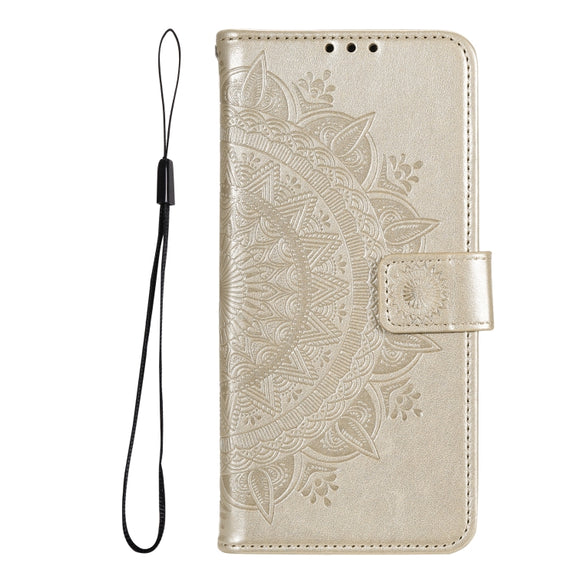 For Samsung Galaxy S25+ 5G Totem Flower Embossed Leather Phone Case(Gold)