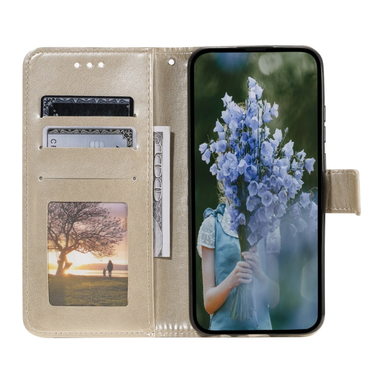 For Samsung Galaxy S25+ 5G Totem Flower Embossed Leather Phone Case(Gold)