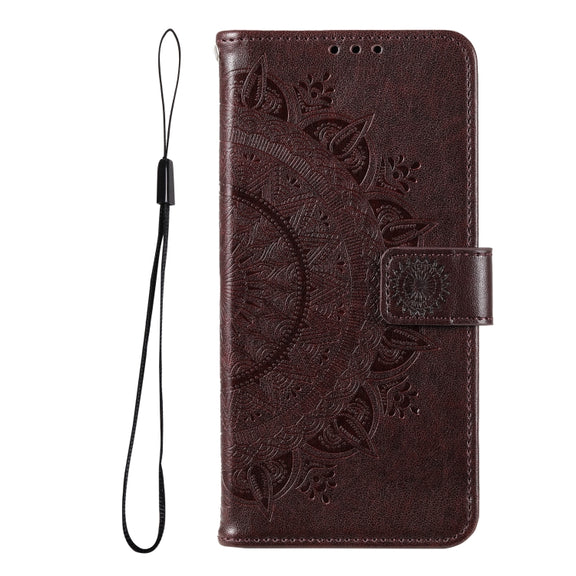 For Samsung Galaxy S25+ 5G Totem Flower Embossed Leather Phone Case(Brown)