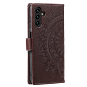 For Samsung Galaxy S25+ 5G Totem Flower Embossed Leather Phone Case(Brown)