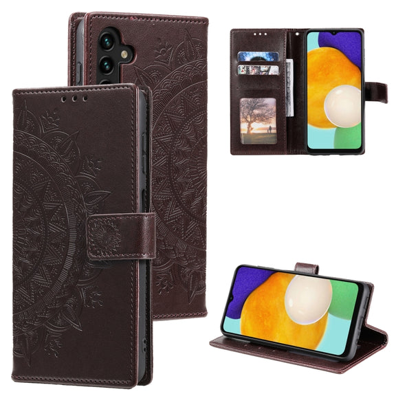 For Samsung Galaxy S25+ 5G Totem Flower Embossed Leather Phone Case(Brown)
