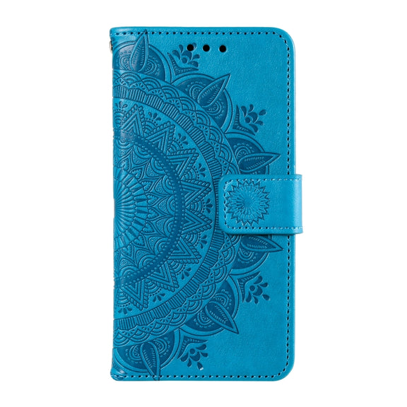 For Samsung Galaxy S25+ 5G Totem Flower Embossed Leather Phone Case(Blue)